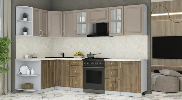 Изображение товара Кухонный гарнитур Интерлиния Мила Шато 1.5x2.9 LV (луна/дуб вотан/опал светлый)