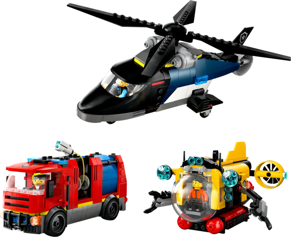 Изображение товара Конструктор Lego City Вертолет, пожарная машина и подводная лодка 60462