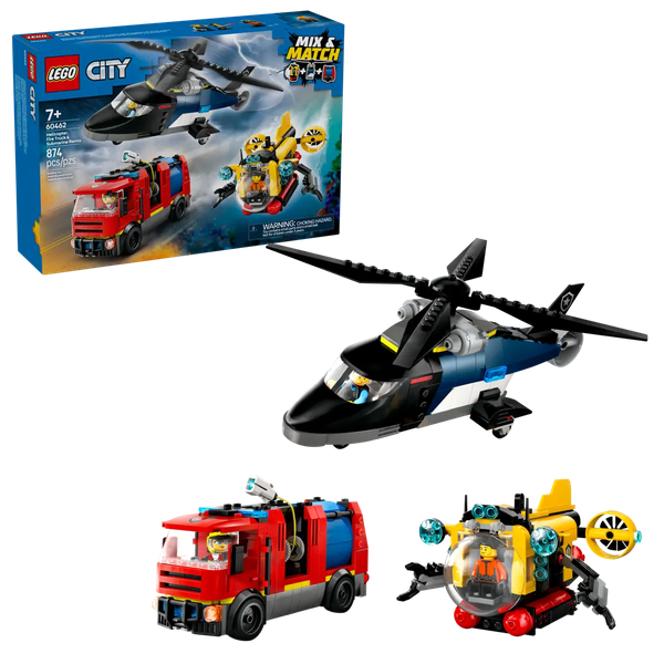 Изображение товара Конструктор Lego City Вертолет, пожарная машина и подводная лодка 60462