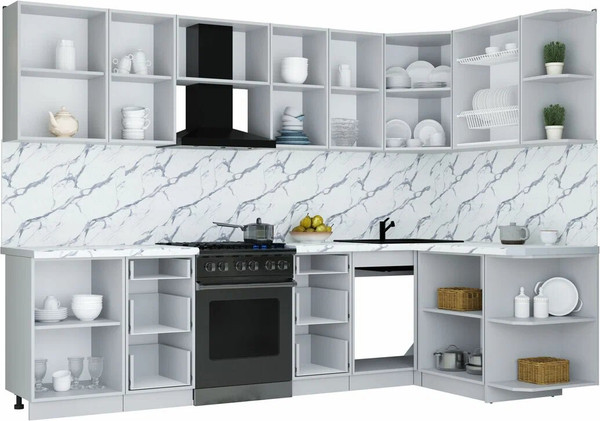 Изображение товара Кухонный гарнитур Интерлиния Мила Шато 1.5x2.9 PR (дуб вотан/луна/опал светлый)