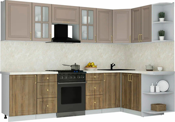 Изображение товара Кухонный гарнитур Интерлиния Мила Шато 1.5x2.9 PR (луна/дуб вотан/опал светлый)