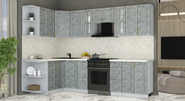 Изображение товара Кухонный гарнитур Интерлиния Мила Шато 1.5x2.8 LV (керамика/керамика/опал светлый)