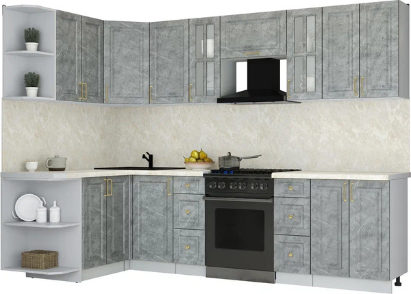 Изображение товара Кухонный гарнитур Интерлиния Мила Шато 1.5x2.8 LV (керамика/керамика/опал светлый)