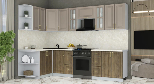 Изображение товара Кухонный гарнитур Интерлиния Мила Шато 1.5x2.8 LV (луна/дуб вотан/опал светлый)