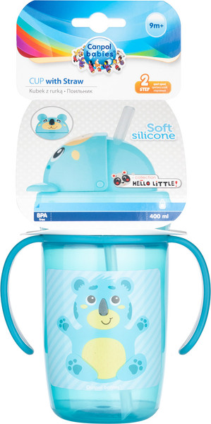 Изображение товара Поильник Canpol Hello Little С силиконовой трубочкой 9+ / 56/500_tur (400мл, бирюзовый)