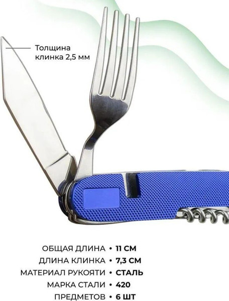 Изображение товара Набор столовых приборов походных Traveller 706ALL (голубой)