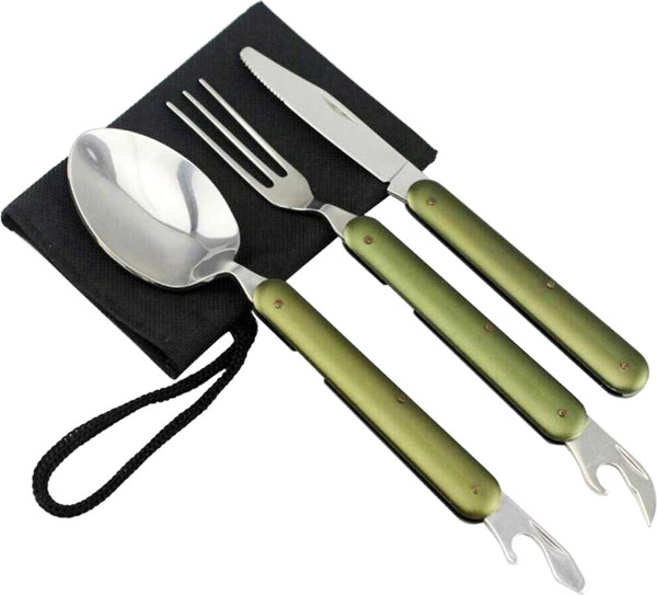 Изображение товара Набор столовых приборов походных Traveller K8003 (зеленый)