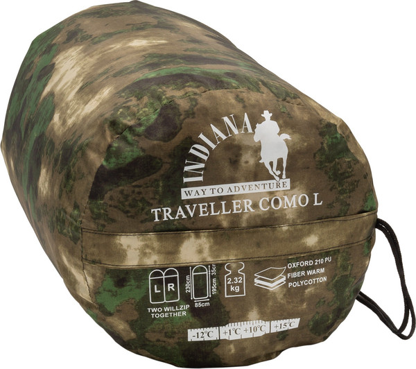 Изображение товара Спальный мешок INDI Traveller camo R-zip от -12°С (с подголовником 230x85см)