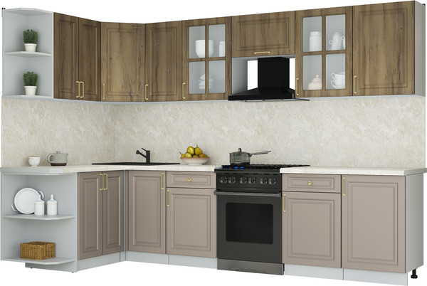 Изображение товара Кухонный гарнитур Интерлиния Мила Шато 1.5x3.1 LV (дуб вотан/луна/опал светлый)