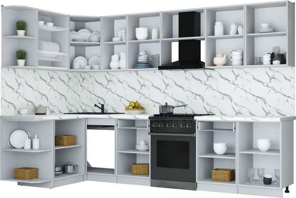 Изображение товара Кухонный гарнитур Интерлиния Мила Шато 1.5x3.1 LV (мята/керамика/опал светлый)