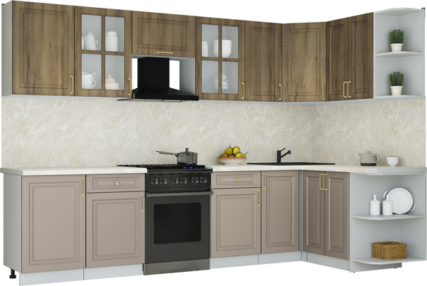 Изображение товара Кухонный гарнитур Интерлиния Мила Шато 1.5x3.1 PR (дуб вотан/луна/опал светлый)