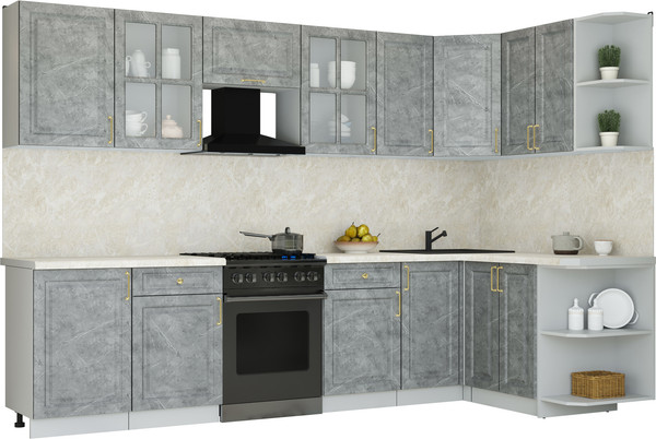 Изображение товара Кухонный гарнитур Интерлиния Мила Шато 1.5x3.1 PR (керамика/керамика/опал светлый)