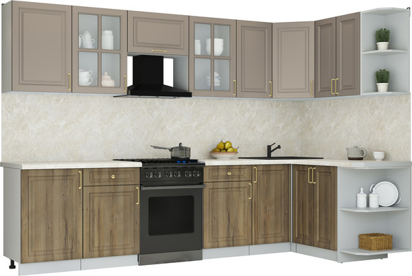 Изображение товара Кухонный гарнитур Интерлиния Мила Шато 1.5x3.1 PR (луна/дуб вотан/опал светлый)