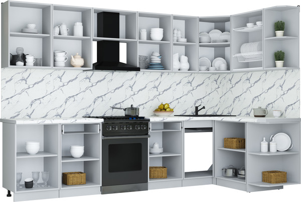 Изображение товара Кухонный гарнитур Интерлиния Мила Шато 1.5x3.1 PR (океан/керамика/опал светлый)