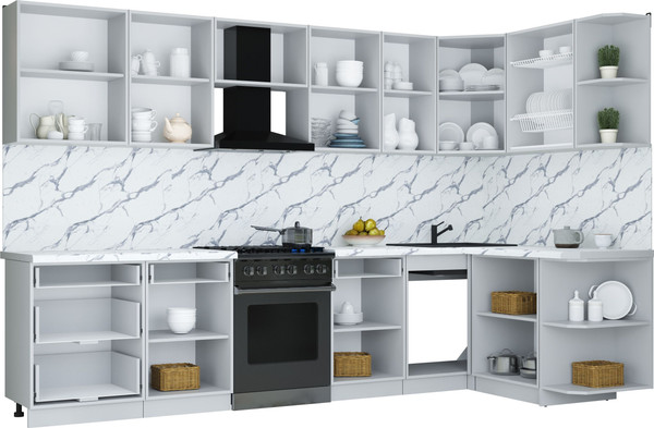 Изображение товара Кухонный гарнитур Интерлиния Мила Шато 1.5x3.2 PR (керамика/керамика/опал светлый)