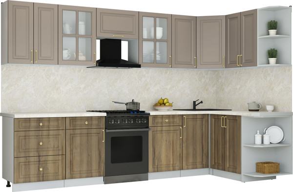 Изображение товара Кухонный гарнитур Интерлиния Мила Шато 1.5x3.2 PR (луна/дуб вотан/опал светлый)