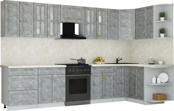 Изображение товара Кухонный гарнитур Интерлиния Мила Шато 1.5х3.3 PR (керамика/керамика/опал светлый)