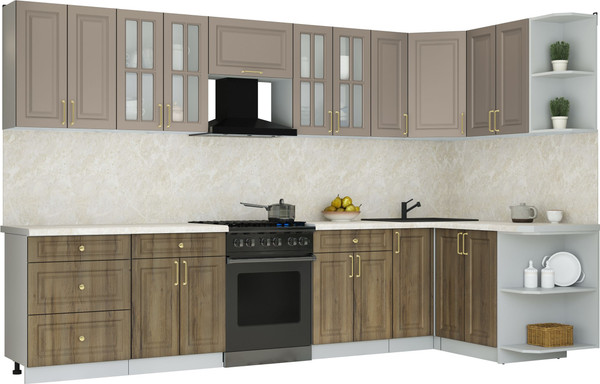 Изображение товара Кухонный гарнитур Интерлиния Мила Шато 1.5x3.3 PR (луна/дуб вотан/опал светлый)