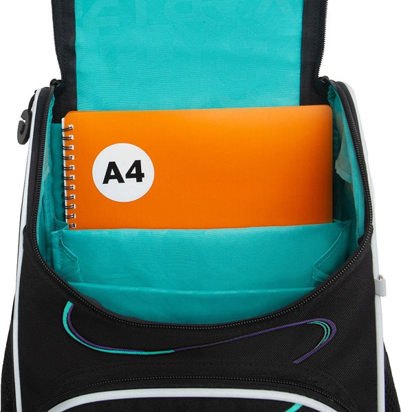 Изображение товара Школьный рюкзак Grizzly RAm-585-4 (черный/бирюзовый)