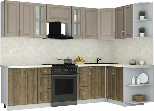 Изображение товара Кухонный гарнитур Интерлиния Мила Шато 1.5x2.8 PR (луна/дуб вотан/опал светлый)