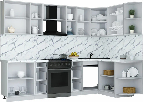 Изображение товара Кухонный гарнитур Интерлиния Мила Шато 1.5x2.8 PR (мята/керамика/опал светлый)