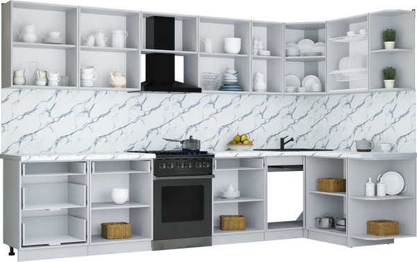 Изображение товара Кухонный гарнитур Интерлиния Мила Шато 1.5x3.4 PR (мята/керамика/опал светлый)