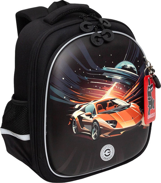 Изображение товара Школьный рюкзак Grizzly RAz-587-8 (черный/оранжевый)