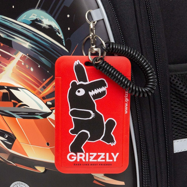 Изображение товара Школьный рюкзак Grizzly RAz-587-8 (черный/оранжевый)