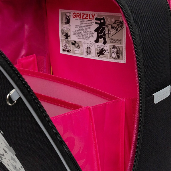 Изображение товара Школьный рюкзак Grizzly RAf-592-5 (черный/розовый)