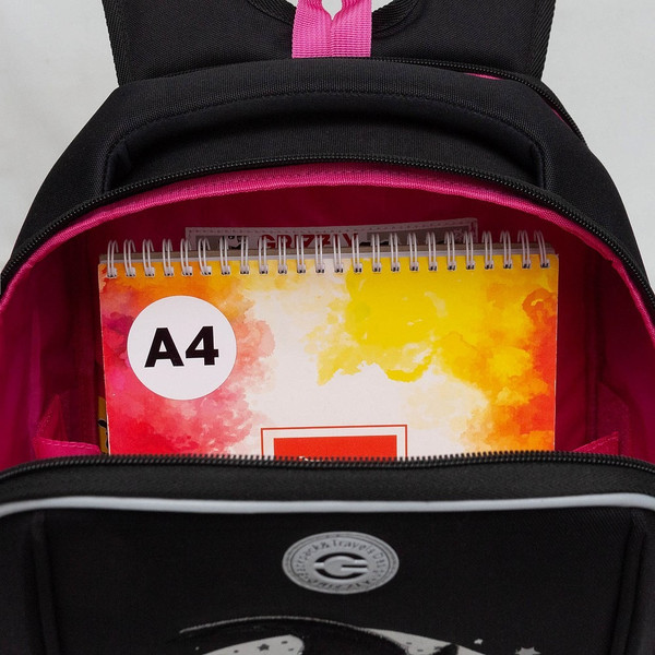 Изображение товара Школьный рюкзак Grizzly RAf-592-5 (черный/розовый)