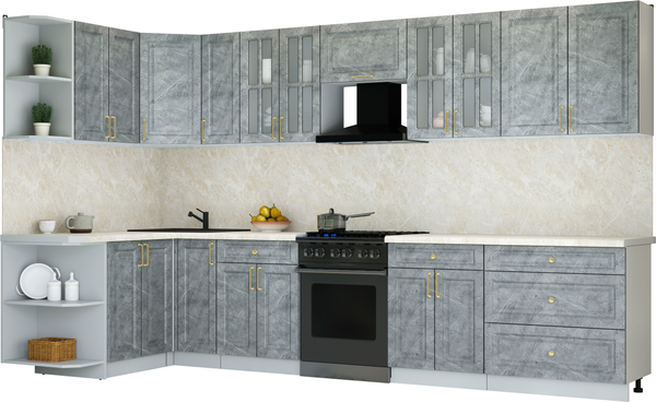 Изображение товара Кухонный гарнитур Интерлиния Мила Шато 1.5x3.5 LV (керамика/керамика/опал светлый)