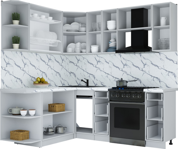 Изображение товара Кухонный гарнитур Интерлиния Мила Шато 1.7x2.1 LV (керамика/керамика/опал светлый)