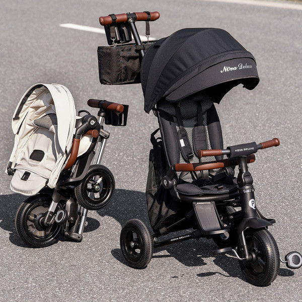 Изображение товара Трехколесный велосипед с ручкой QPlay S702 Nova Deluxe Stone Grey (Lux/Black)