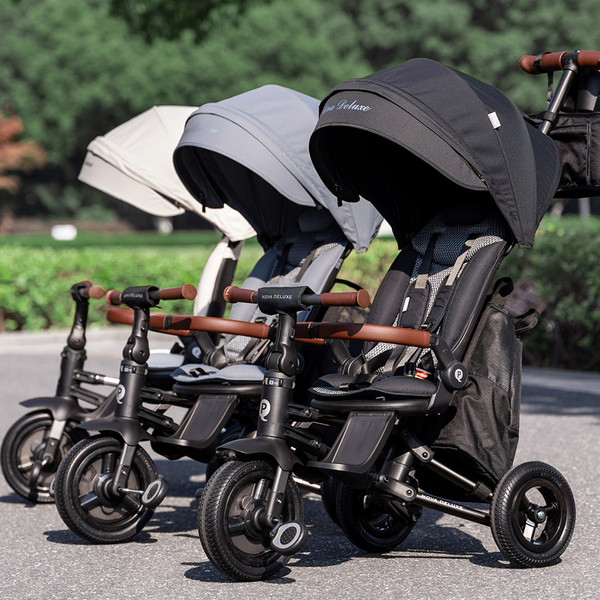 Изображение товара Трехколесный велосипед с ручкой QPlay S702 Nova Deluxe Stone Grey (Lux/Black)