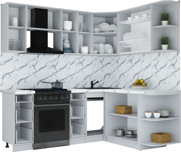 Изображение товара Кухонный гарнитур Интерлиния Мила Шато 1.7x2.1 PR (дуб вотан/луна/опал светлый)