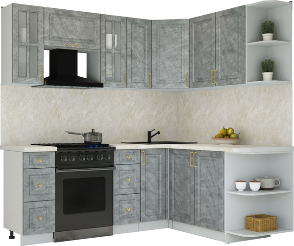 Изображение товара Кухонный гарнитур Интерлиния Мила Шато 1.7x2.1 PR (керамика/керамика/опал светлый)