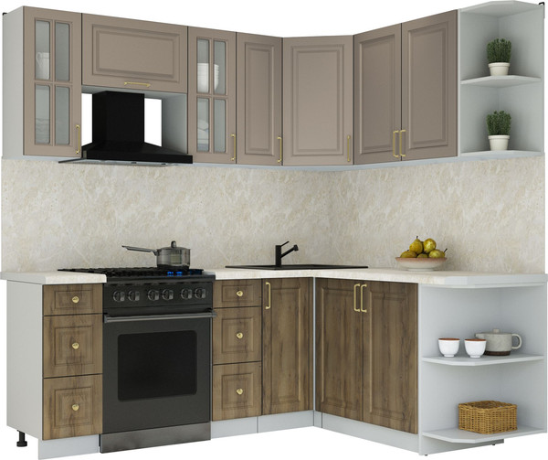 Изображение товара Кухонный гарнитур Интерлиния Мила Шато 1.7x2.1 PR (луна/дуб вотан/опал светлый)