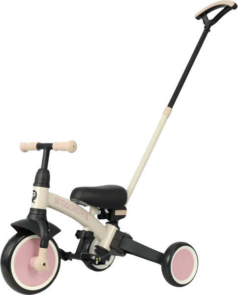 Изображение товара Трехколесный велосипед с ручкой QPlay T80 Stager (бежевый/розовый)