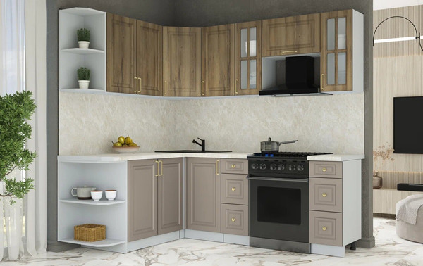 Изображение товара Кухонный гарнитур Интерлиния Мила Шато 1.7x2.2 LV (дуб вотан/луна/опал светлый)