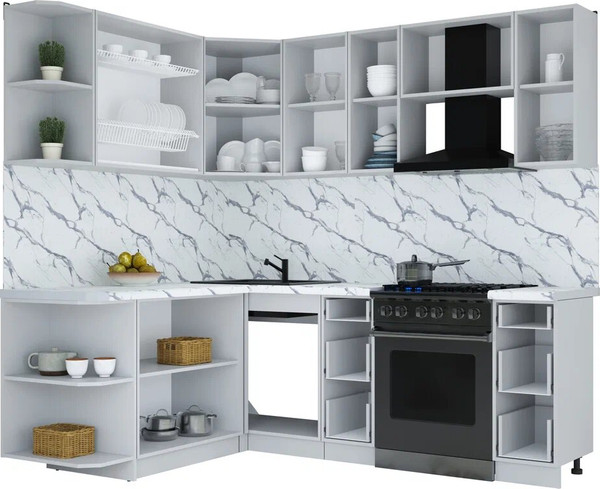 Изображение товара Кухонный гарнитур Интерлиния Мила Шато 1.7x2.2 LV (керамика/керамика/опал светлый)