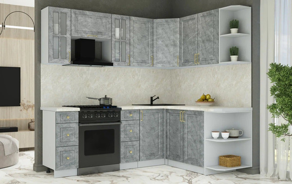 Изображение товара Кухонный гарнитур Интерлиния Мила Шато 1.7x2.2 PR (керамика/керамика/опал светлый)