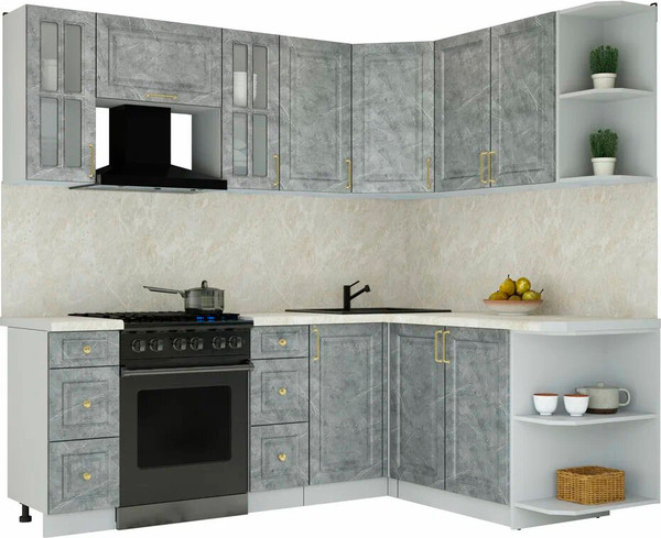 Изображение товара Кухонный гарнитур Интерлиния Мила Шато 1.7x2.2 PR (керамика/керамика/опал светлый)