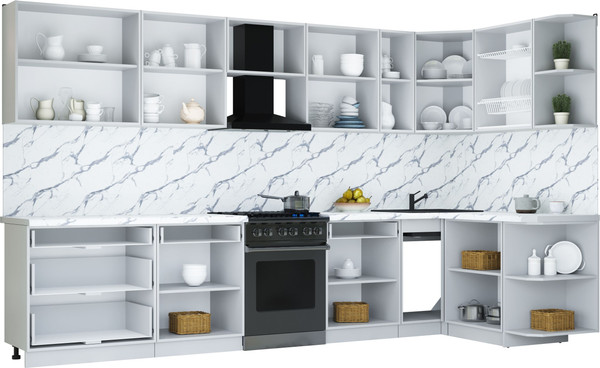 Изображение товара Кухонный гарнитур Интерлиния Мила Шато 1.5x3.5 PR (дуб вотан/луна/опал светлый)