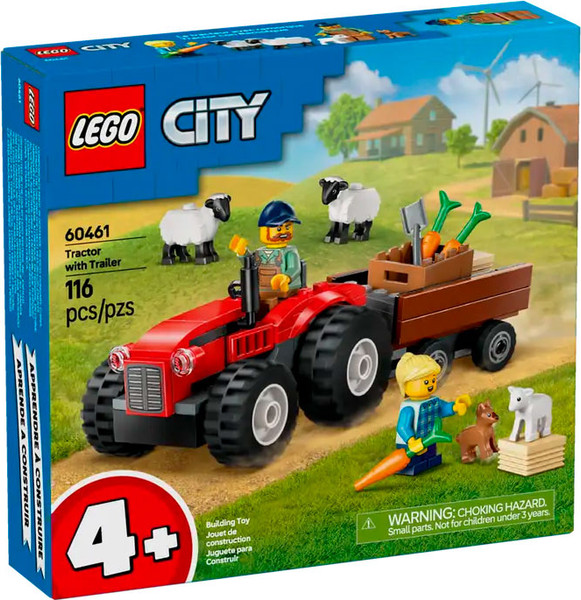 Изображение товара Конструктор Lego City Фермерский трактор с прицепом и животными 60461 (красный)