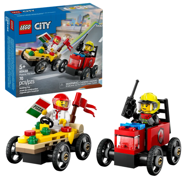 Изображение товара Конструктор Lego City Гоночный набор: пицца против пожарной машины 60458