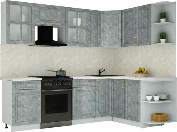 Изображение товара Кухонный гарнитур Интерлиния Мила Шато 1.7x2.5 PR (керамика/керамика/опал светлый)