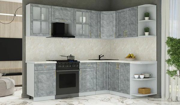 Изображение товара Кухонный гарнитур Интерлиния Мила Шато 1.7x2.5 PR (керамика/керамика/опал светлый)