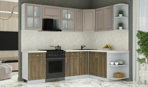 Изображение товара Кухонный гарнитур Интерлиния Мила Шато 1.7x2.5 PR (луна/дуб вотан/опал светлый)