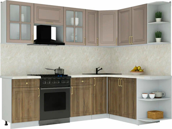 Изображение товара Кухонный гарнитур Интерлиния Мила Шато 1.7x2.5 PR (луна/дуб вотан/опал светлый)