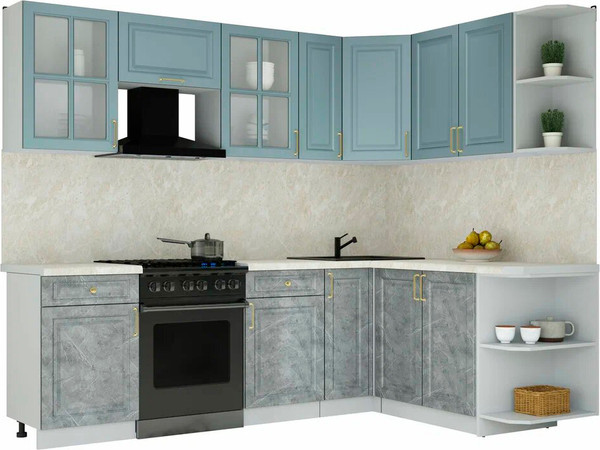 Изображение товара Кухонный гарнитур Интерлиния Мила Шато 1.7x2.5 PR (океан/керамика/опал светлый)